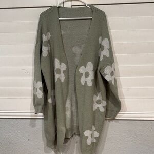 Olive Green Floral Women's Sweater